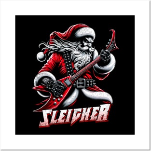 Sleigher Santa Claus Rock Christmas Posters and Art